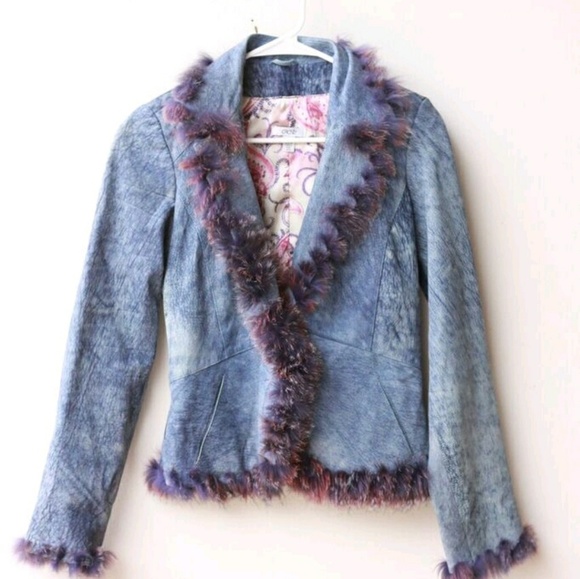 Leather and rabbit fur jacket - Picture 3 of 4